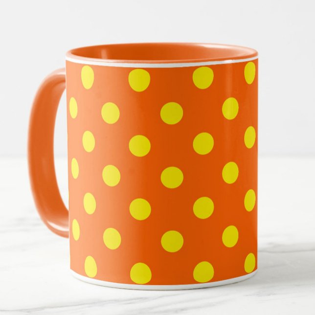 Gult om Orange Mönster Polka dots Design Mugg (Skapare uppladdad)