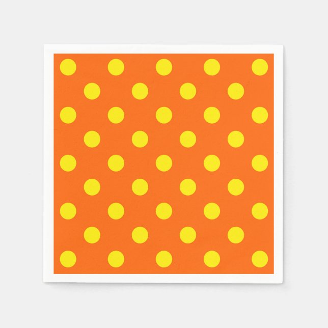 Gult om Orange Mönster Polka dots Design Pappersservett (Framsidan)
