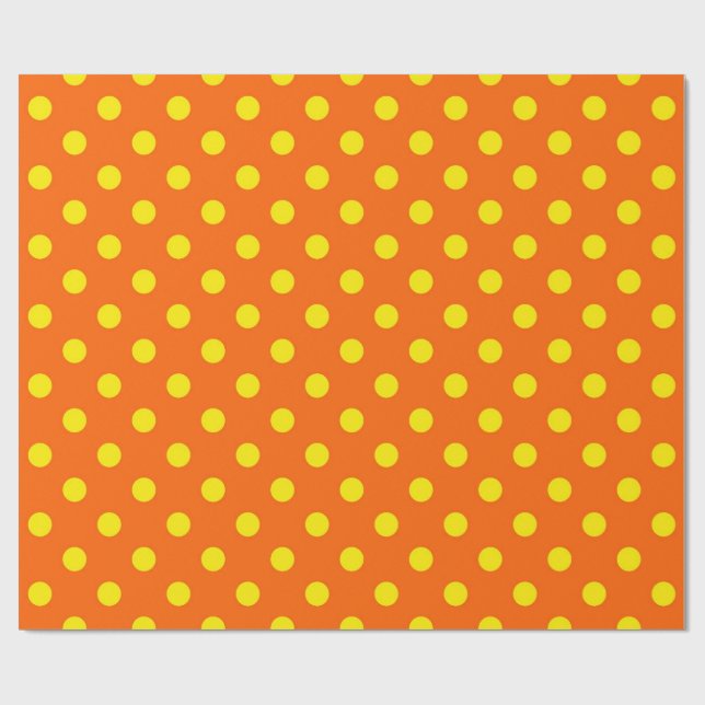 Gult om Orange Mönster Polka dots Design Presentpapper (Platt)
