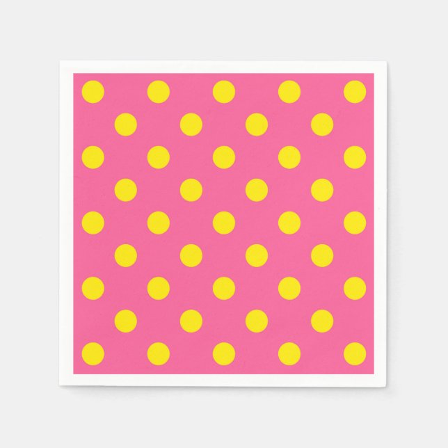 Gult om Rosa Polka dots Mönster Design Pappersservett (Framsidan)