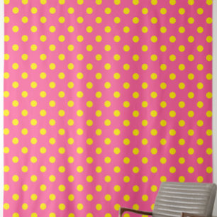 Gult om Rosa Polka dots Mönster Design Tyg
