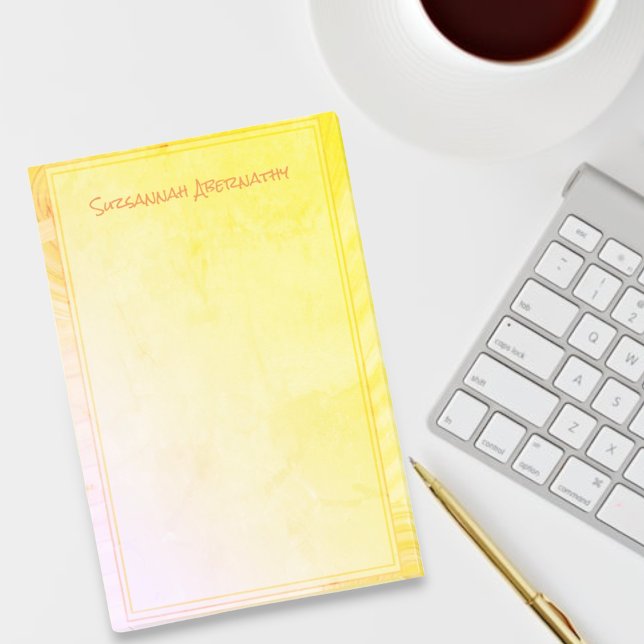 Gult Ombre Rosa Gräns Eget namn Post-it Block (template note pad)
