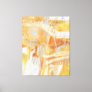 Gult Orange Abstrakt Expressionist målning Canvastryck