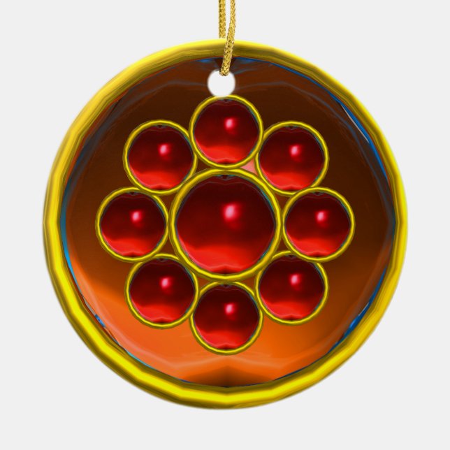 GULT ORANGE AGATE GEMSTONE MON JULGRANSPRYDNAD KERAMIK (Framsidan)