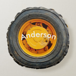 gult orange, antik bil däck rund kudde