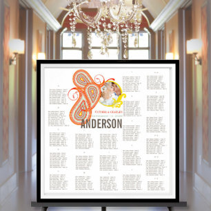 Gult Orange Aqua Mint Persimmon Paisley Bröllop Poster