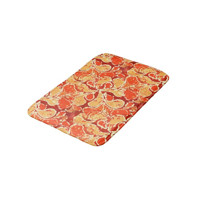 Gult Orange Bali Batik Stil Paisley Mönster Badrumsmatta (Vinklad)