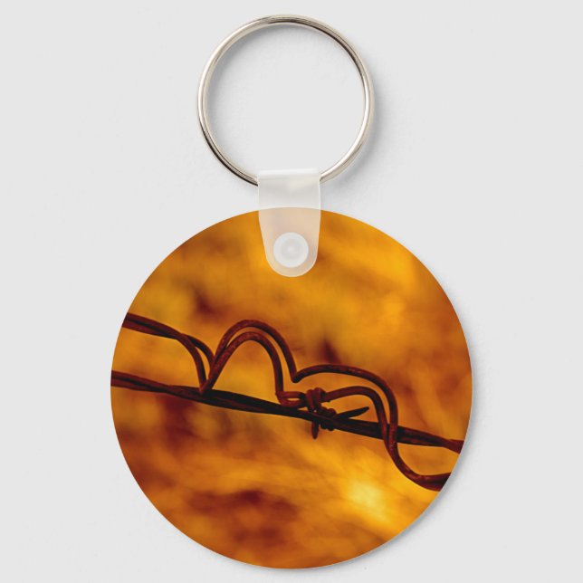 Gult Orange Barbed Wire Fugue Nyckelring (Framsida)