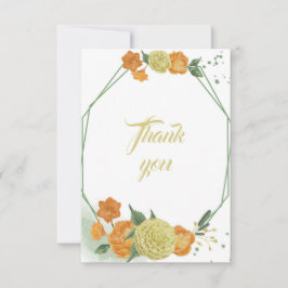 gult orange blommor grönt löv geometrisk  tack kort