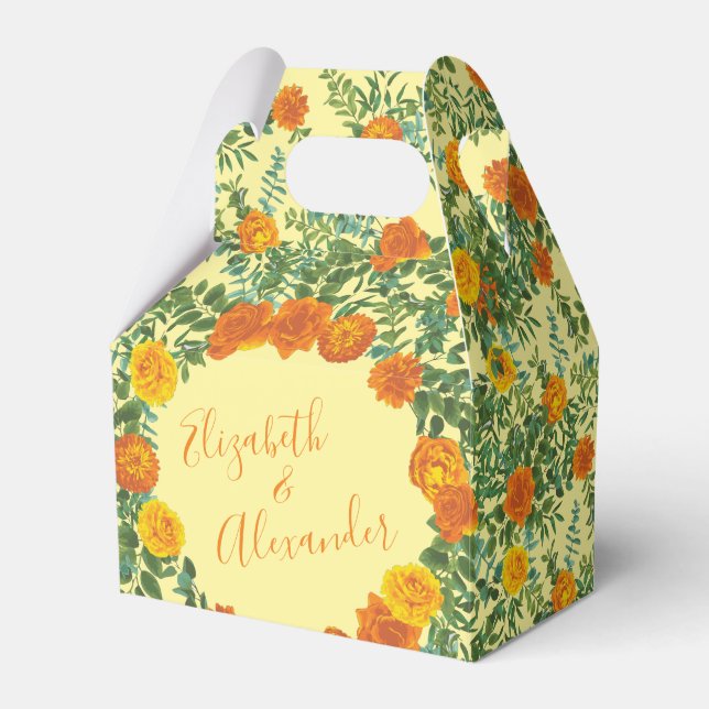 Gult Orange Bröllop Blommigt Ro Presentaskar (Framsidan Sidan)