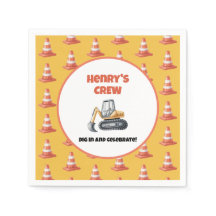 Gult Orange Cone Construction Digger Namn Party