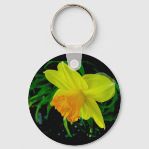 Gult Orange Daffodil Keychain Nyckelring