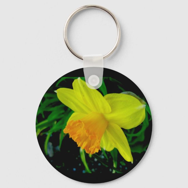 Gult Orange Daffodil Keychain Nyckelring (Framsida)