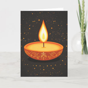 Gult Orange Diwali Lamp Helgkort