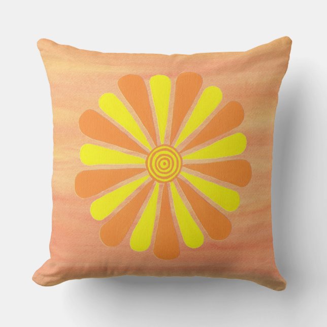 Gult Orange Energy Sunburst Orange Blends Pillow Kudde (Framsida)
