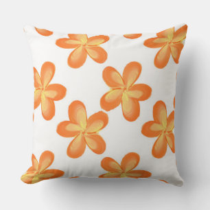 Gult Orange Flower Mönster Utomhuskudde