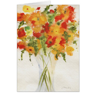 Gult Orange Flower Vas Hälsningskort