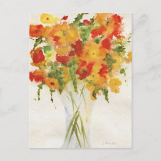 Gult Orange Flowers Vykort