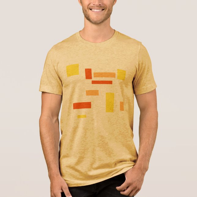Gult Orange Geometric Boxes Abstrakt Art Design T Shirt (Framsida)