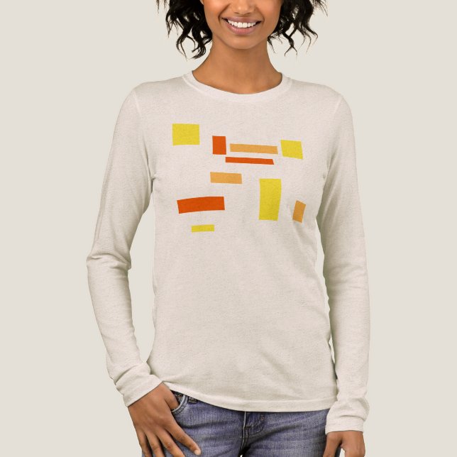 Gult Orange Geometric Boxes Abstrakt Art Design T Shirt (Framsida)