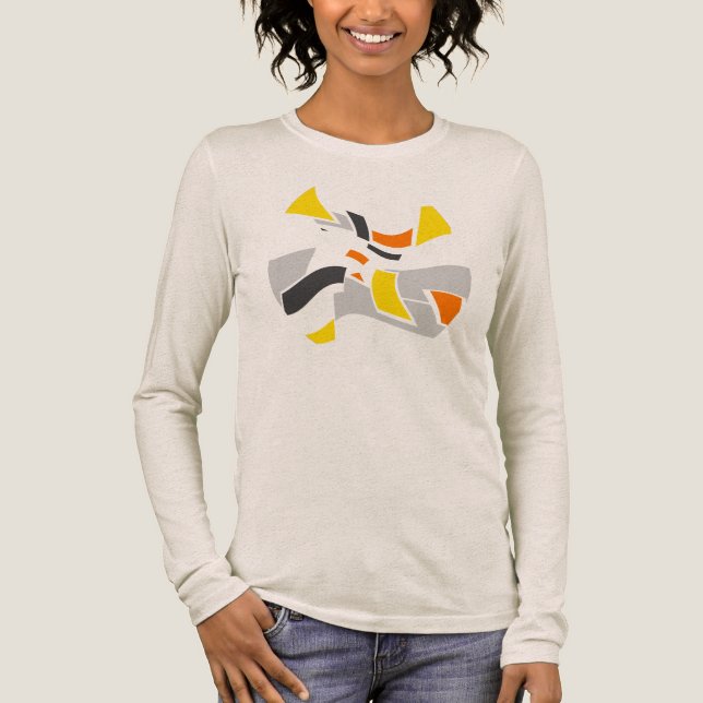 Gult Orange Grått Black Geometric Shapes Oval T Shirt (Framsida)
