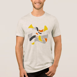 Gult Orange Grått Black Geometric Shapes Oval T Shirt