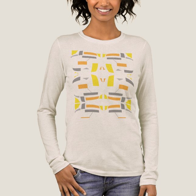 Gult Orange Grått Symmetrical Southwest Art-utseen T Shirt (Framsida)