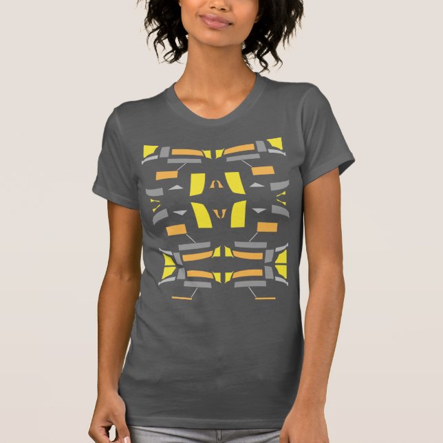 Gult Orange Grått Symmetrical Southwest Art-utseen T Shirt (Framsida)