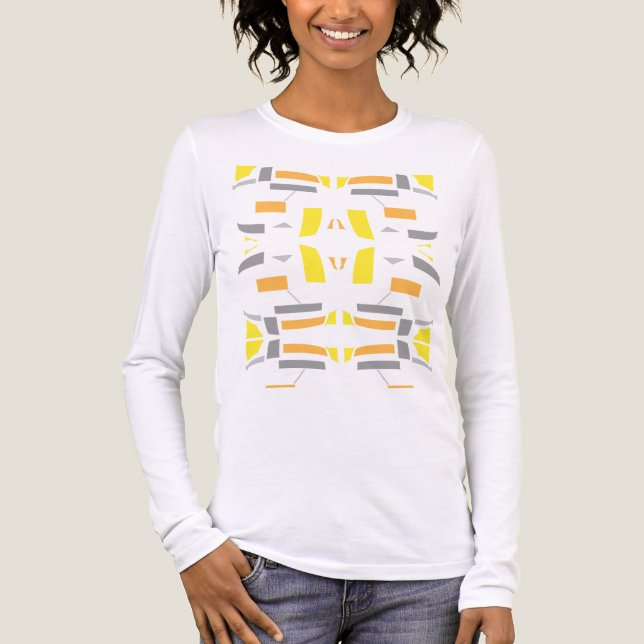 Gult Orange Grått Symmetrical Southwest Art-utseen T Shirt (Framsida)