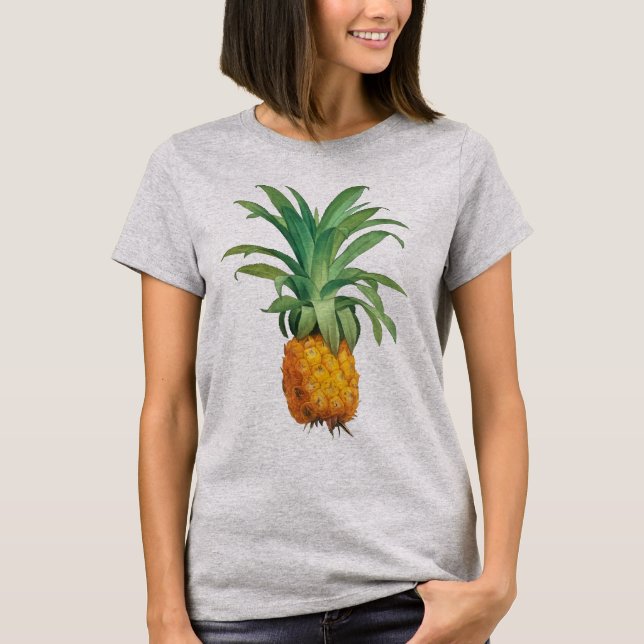 Gult Orange Grönt  Ananas T Shirt (Framsida)
