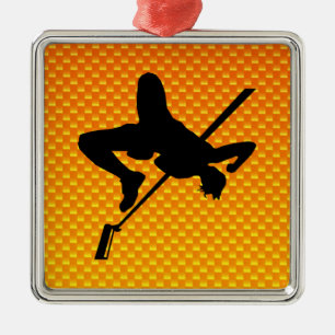 Gult orange höjdhopp julgransprydnad metall
