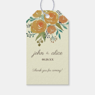 Gult Orange och Cream Blommigt Bröllop Tack Presentetikett