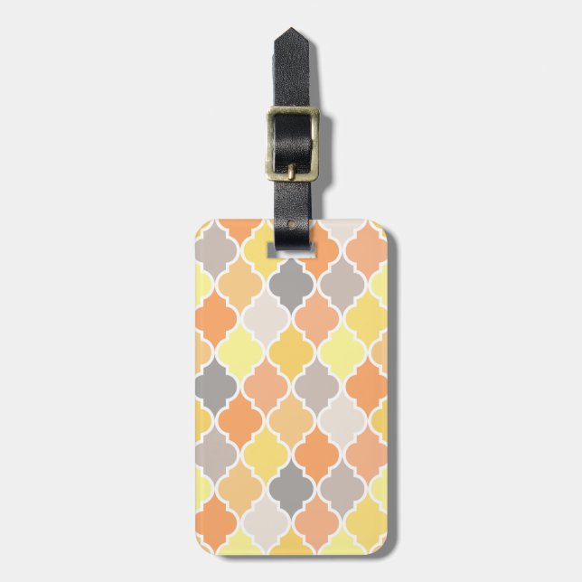 Gult, orange och grått quatrefoil mönster bagagebricka (Vertikal Framsida)