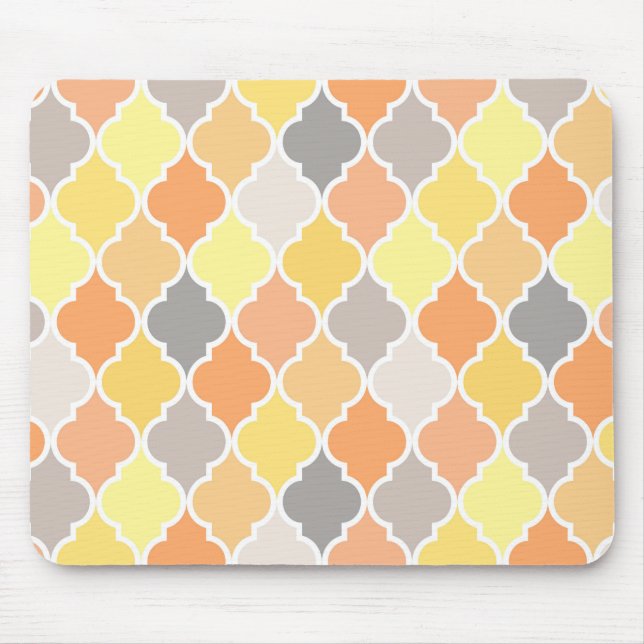 Gult, orange och grått quatrefoil mönster musmatta (Framsidan)