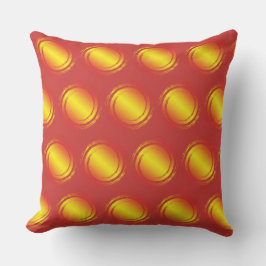 Gult Orange och Red Polka dots Circle Sol, sommart Utomhuskudde