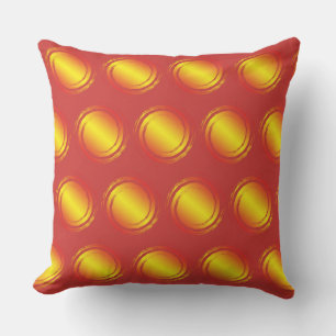 Gult Orange och Red Polka dots Circle Sol, sommart Utomhuskudde