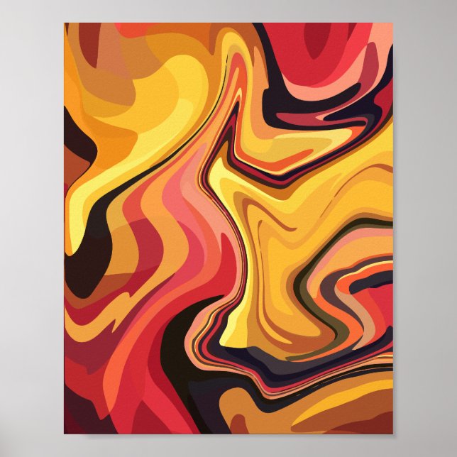 Gult, orange och rött Abstrakt Poster (Framsidan)
