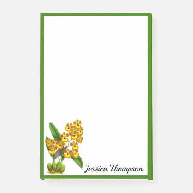 Gult Orange Orchid Flower Post-it Notes Block (Framsida)