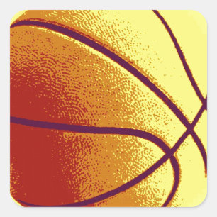 Gult Orange PIP Art Basketball Fyrkantigt Klistermärke