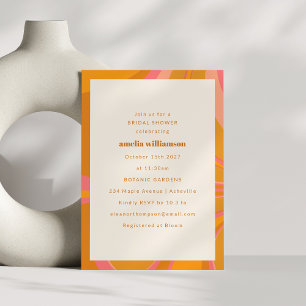 Gult Orange Rosa Abstrakt Marble Möhippa Inbjudningar