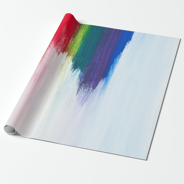 Gult, orange, rött, grönt och blåsmärta i abstrakt presentpapper (Utrullad)