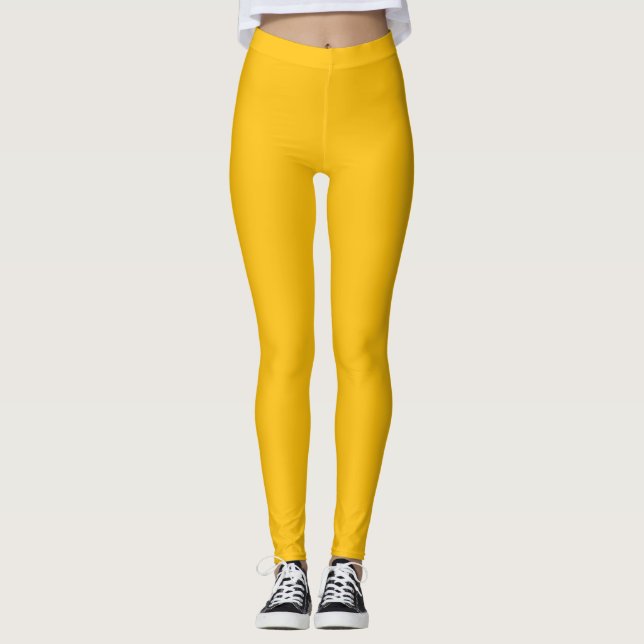 Gult Orange Solid Färg Leggings (Framsida)