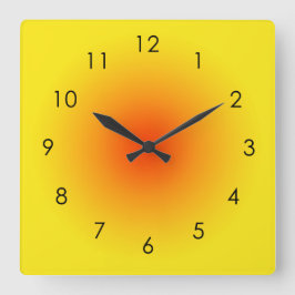 Gult Orange Sunny Gradient Ombre Aura Fyrkantig Klocka