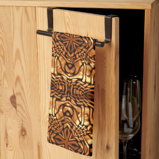 Gult Orange Taupe Brown Hip Bohemian Bali Art Kökshandduk