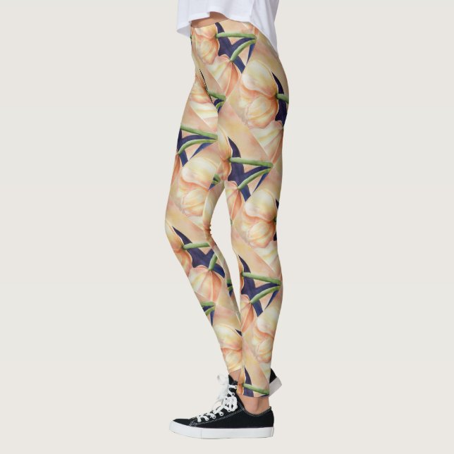 GULT ORANGE-TULIPS | BLOMMIGT LEGGINGS (Vänster)