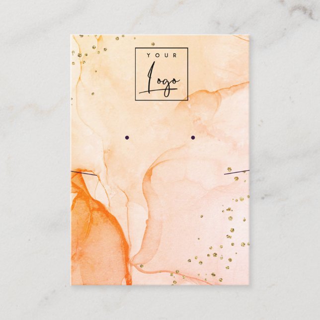 Gult Orange Vattenfärgsbildskärmskena Struktur Ear Visitkort (Framsida)