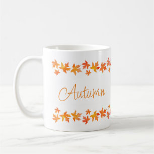 Gult Orange Vattenfärgsblad Löv Garland Kaffemugg