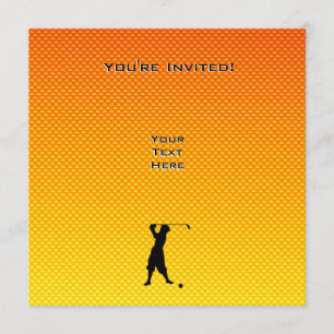 Gult Orange Vintage Golfer Inbjudningar