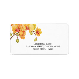 Gult Orchid Flower Blommar Adress Adressetikett