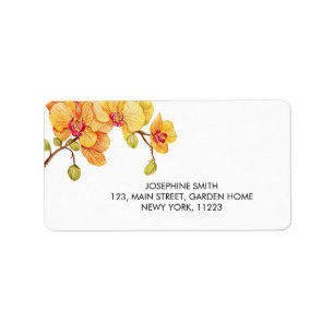 Gult Orchid Flower Blommar Adress Adressetikett